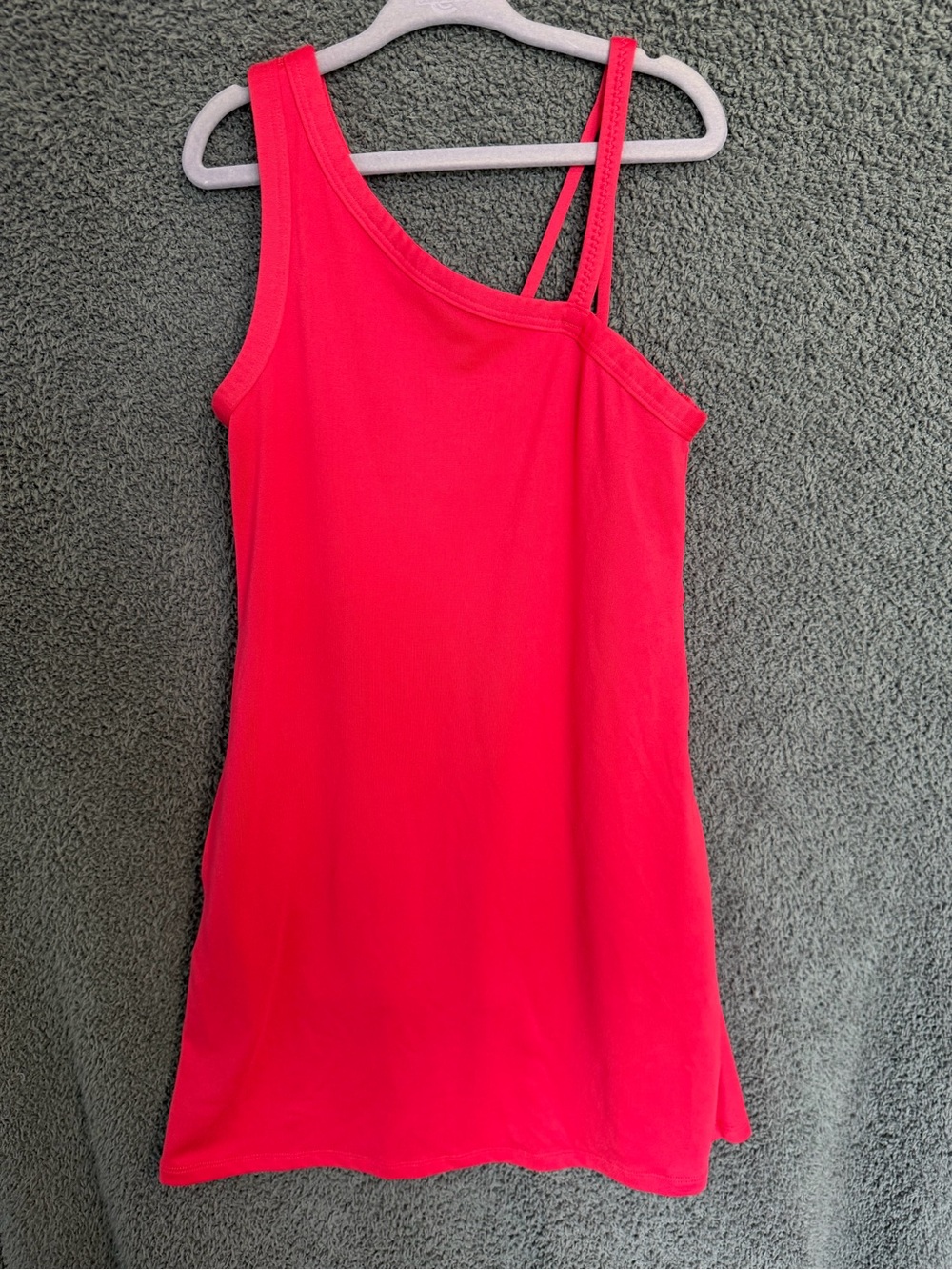 Girls One-Shoulder Hot Pink Tank Dress